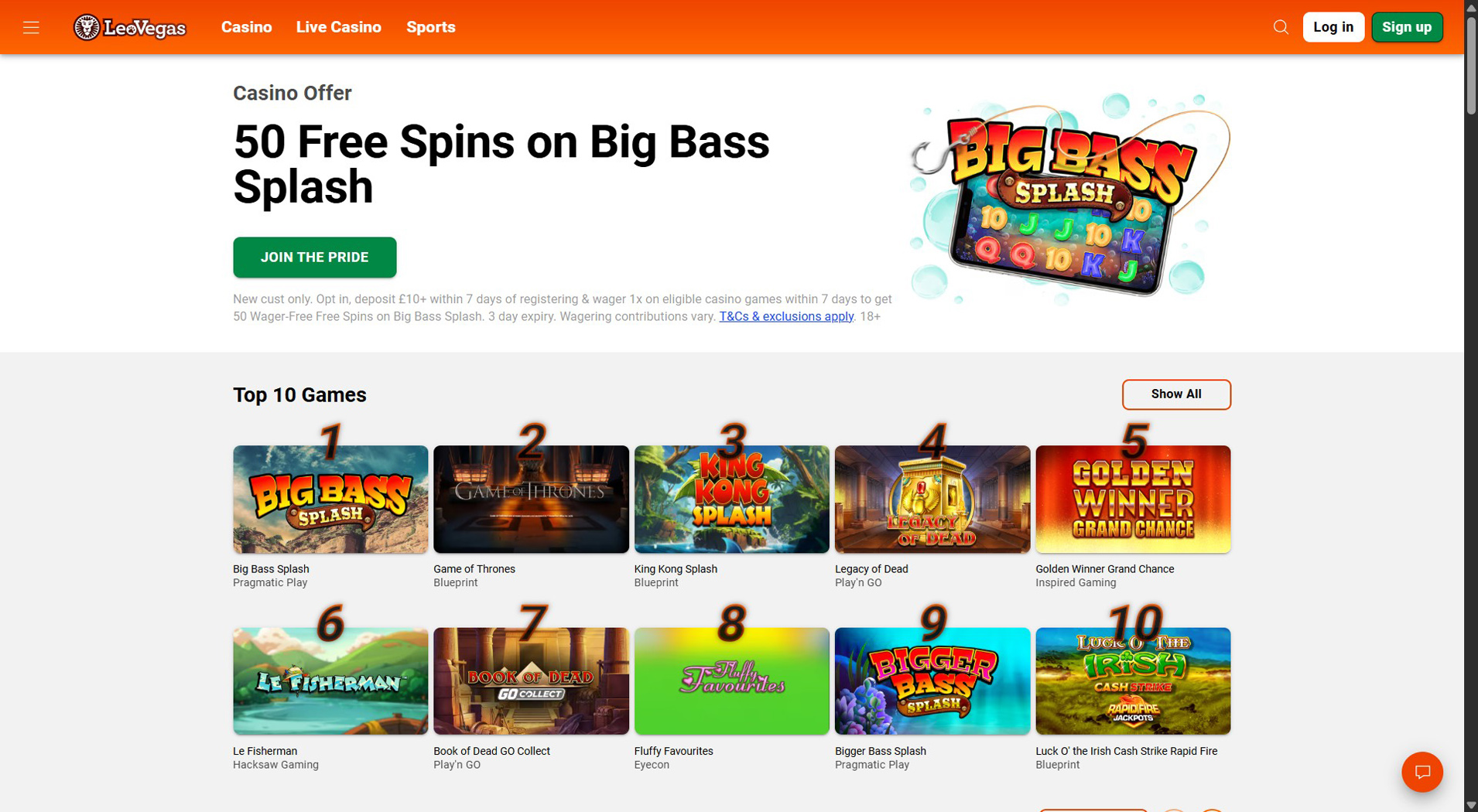 9. LeoVegas- Facile configurazione del casinò iDebit