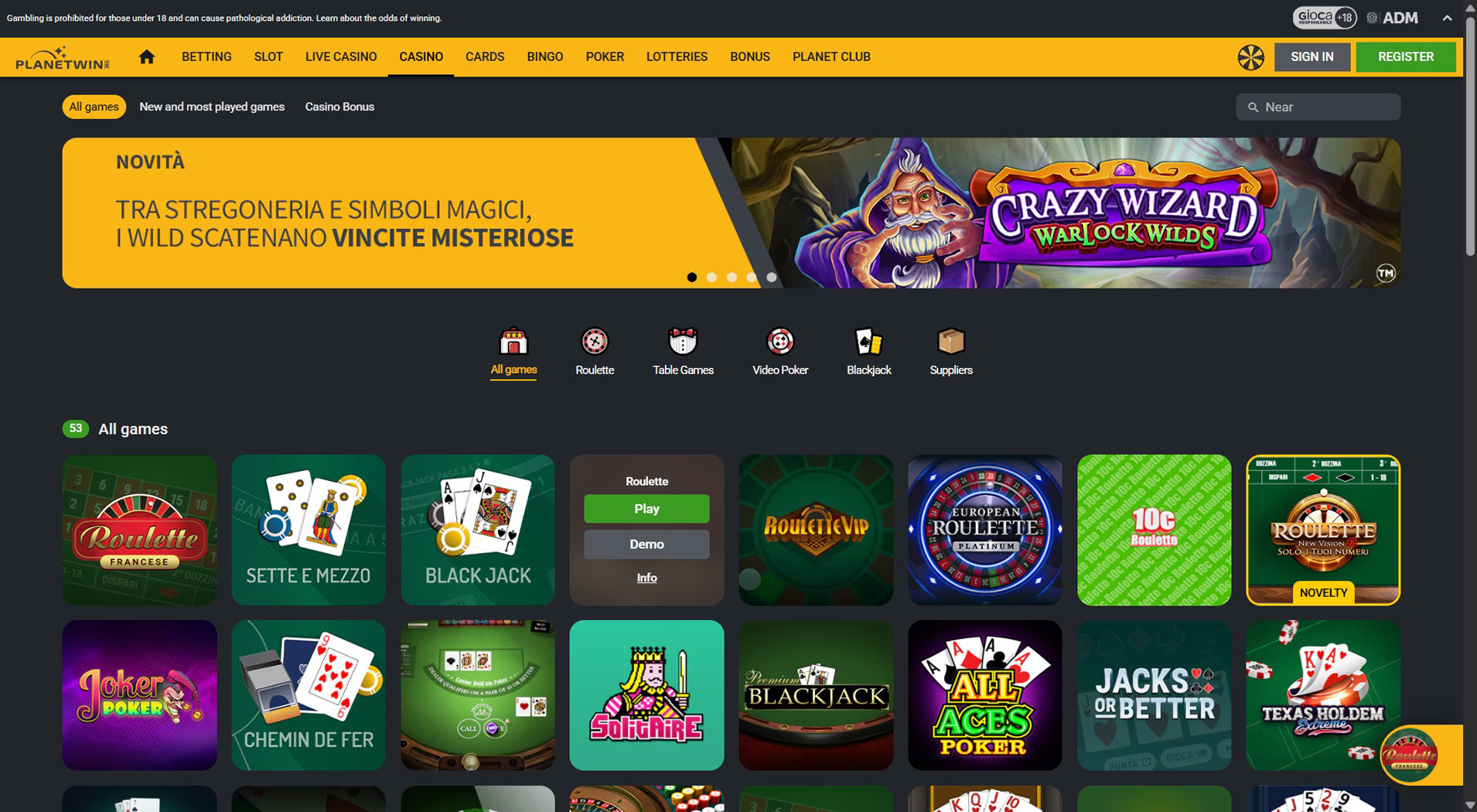 8. Planetwin365- Bonus popolare del casinò iDebit